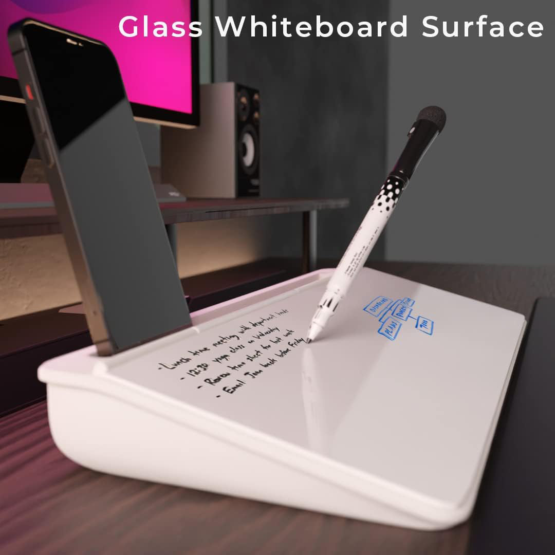 🖊️ Glass Desktop Whiteboard Organizer – Write, Store & Stay Focused
