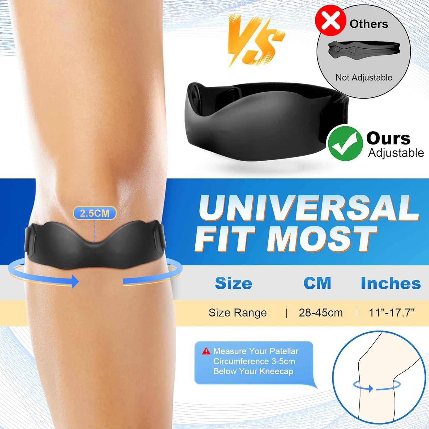 🦵 Patella Knee Strap – Adjustable Compression Brace for Pain Relief & Stabilization