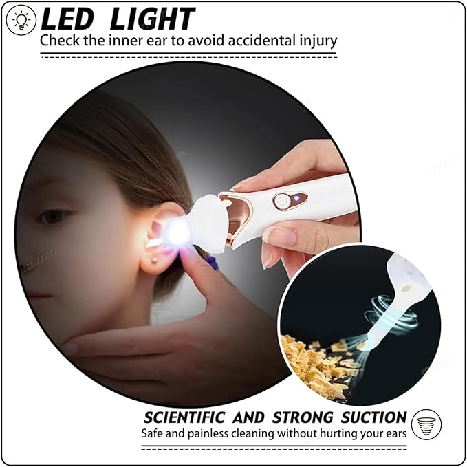 Ear Wax Remover Vacuum Cleaner Ear Wax Removal Ear Cleaner,Electric Ear Cleaner for Children and Adults,Earwax Tool Set,Safe and Soft Suitable for Family