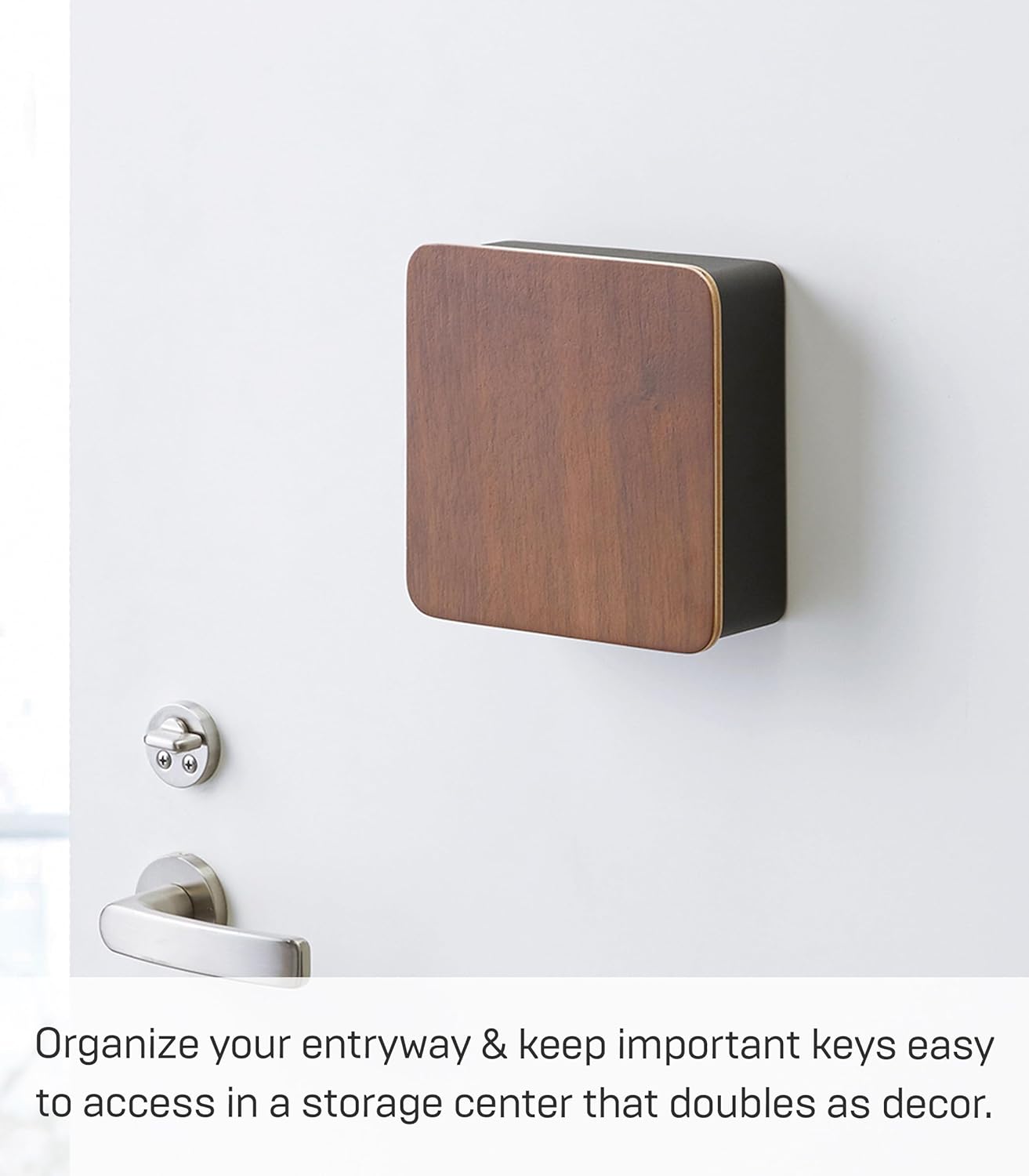 Square Magnetic Key Cabinet – Wooden Decorative Key Storage Box | Steel + Wood Construction | Wall-Mount Design