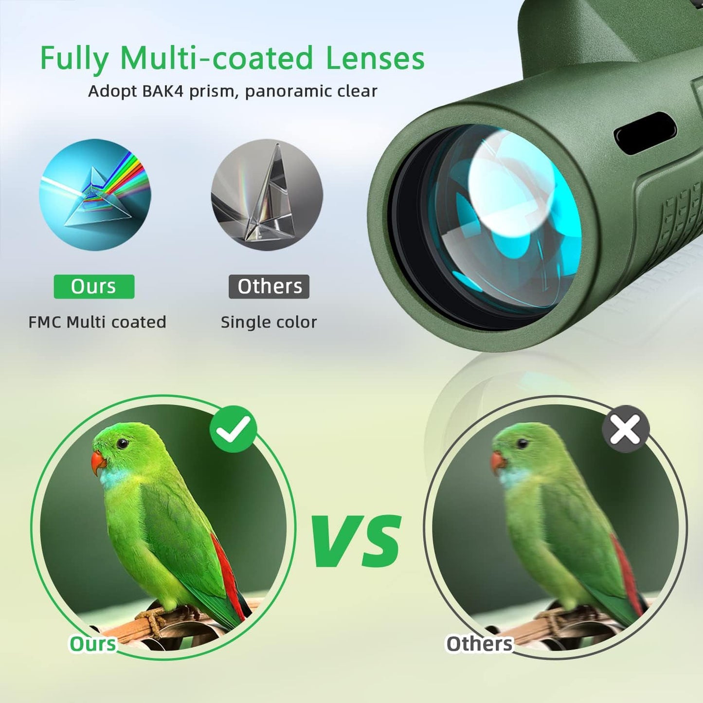 12x50 HD Monocular Telescope for Adults | with Smartphone Adapter, Tripod & Hand Strap