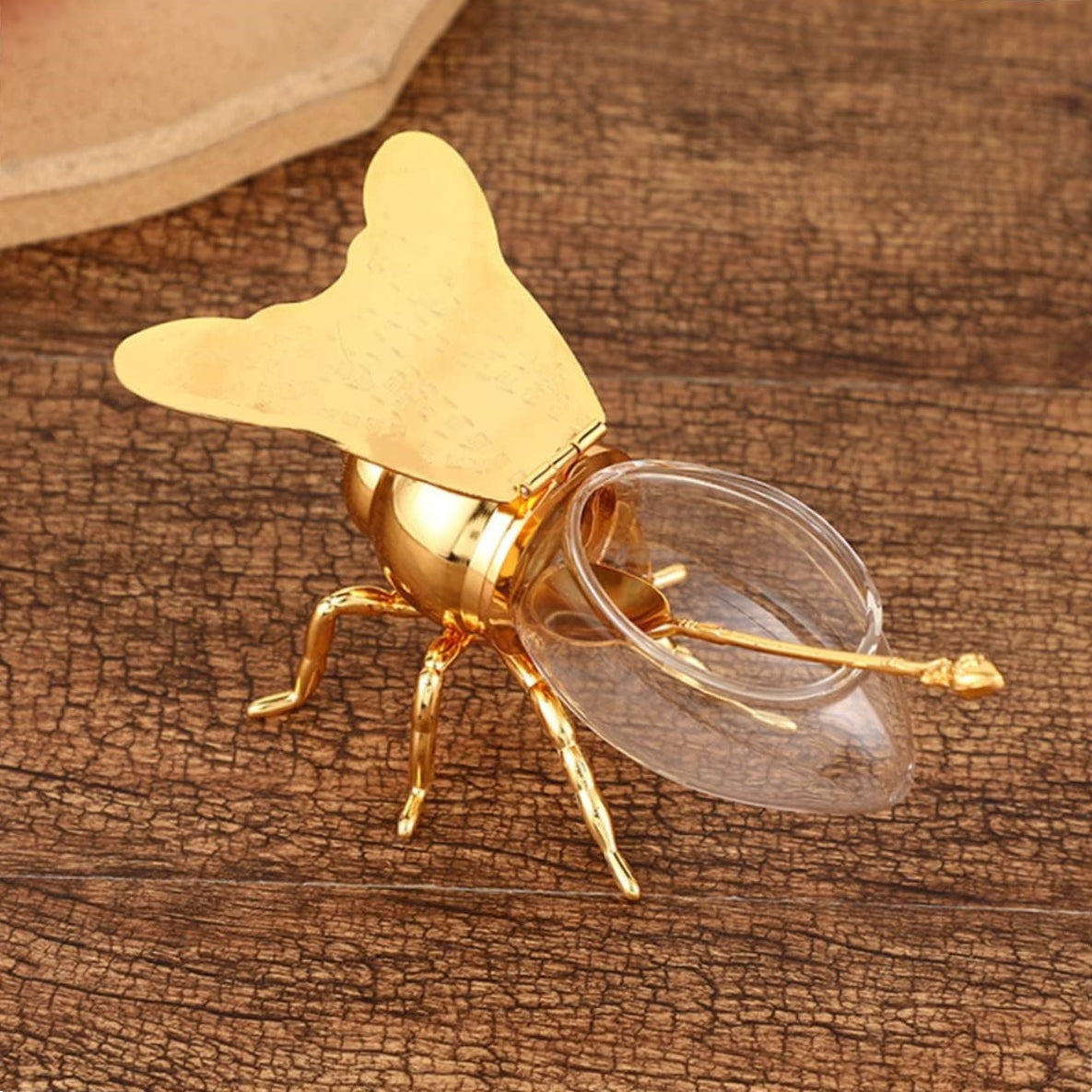 Luxurious Bee Honey Pot Set - Creative Metal Honey Jar with Dipper