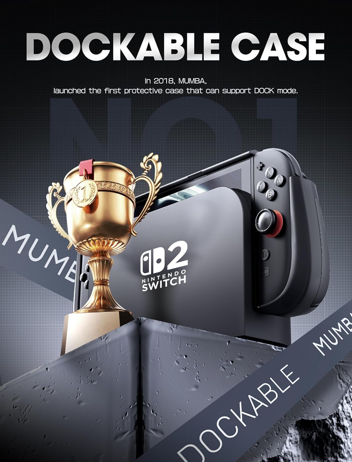 Dockable Grip Case for Nintendo Switch 2 – Flip Stand & Game Card Storage