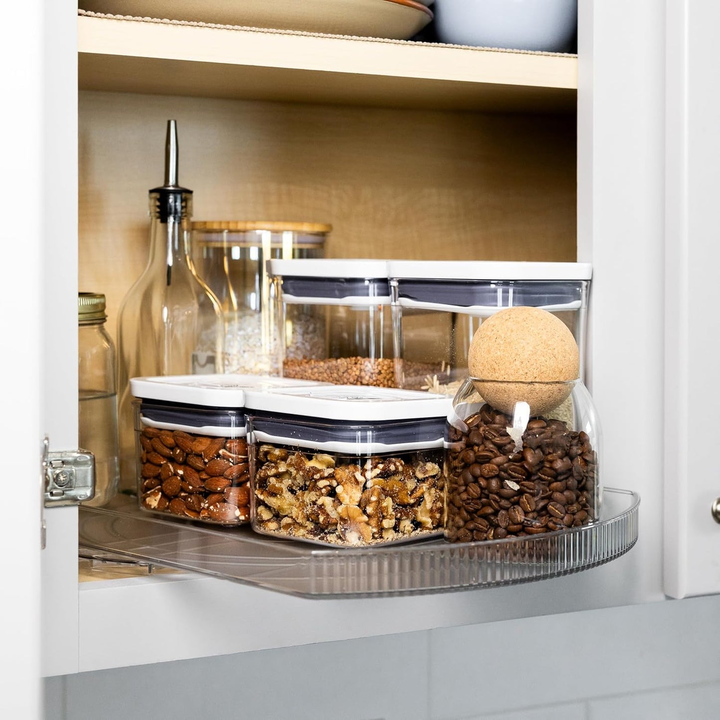 360° Rotating Lazy Susan – Rectangular Fridge Organizer for Easy Kitchen Storage