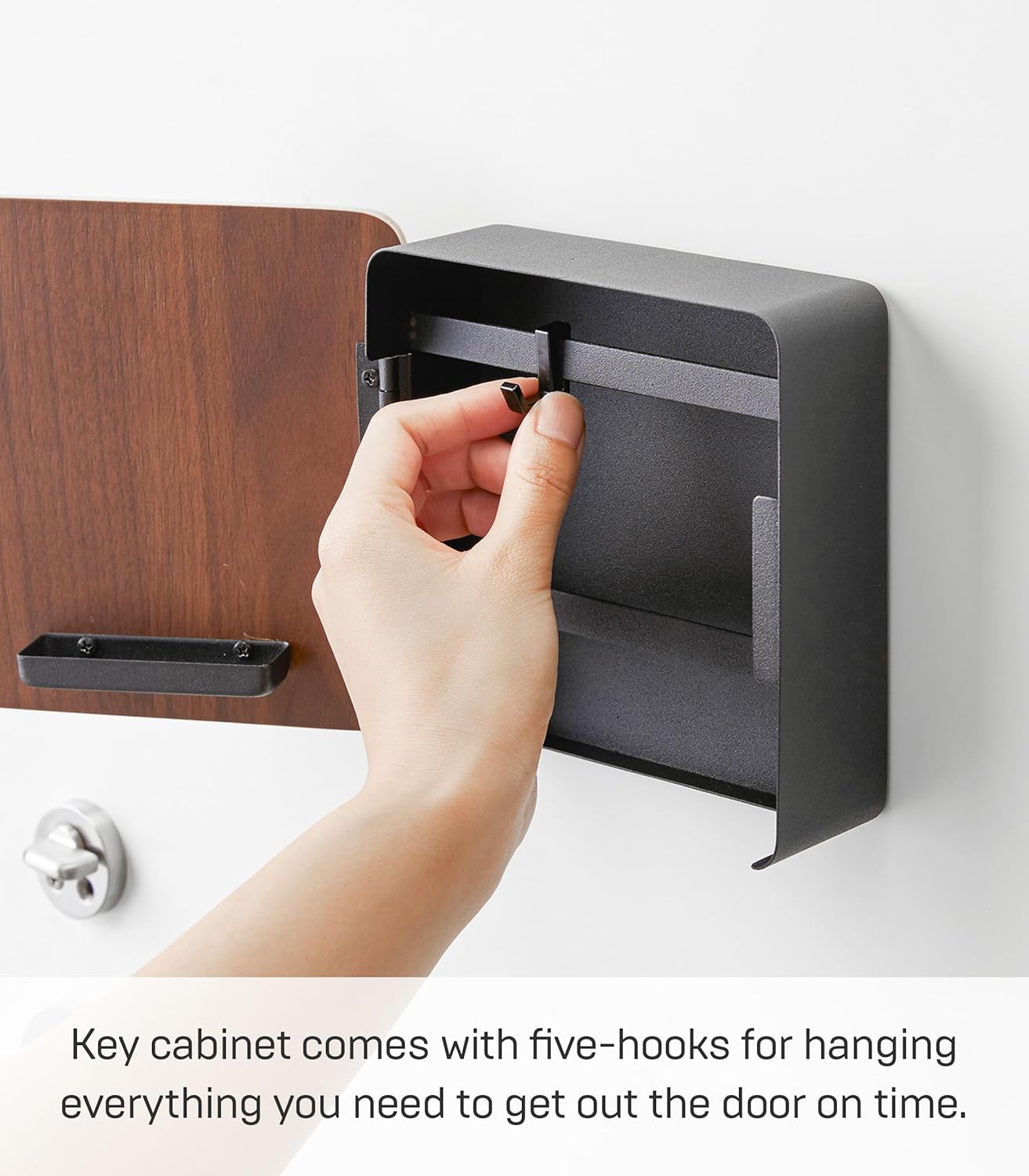 Square Magnetic Key Cabinet – Wooden Decorative Key Storage Box | Steel + Wood Construction | Wall-Mount Design