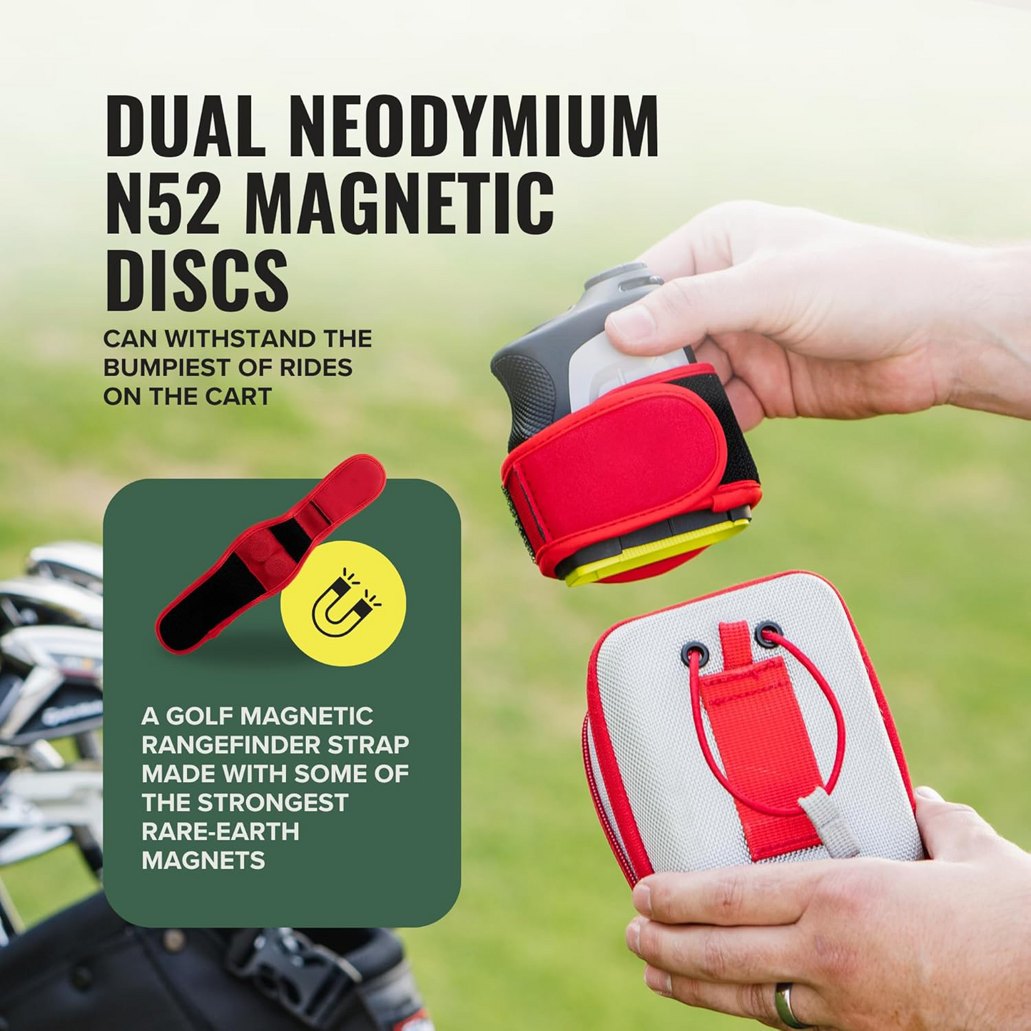Ultra-Slim Golf Rangefinder Magnetic Strap – Buckle-Free Secure Fit for All Rangefinders