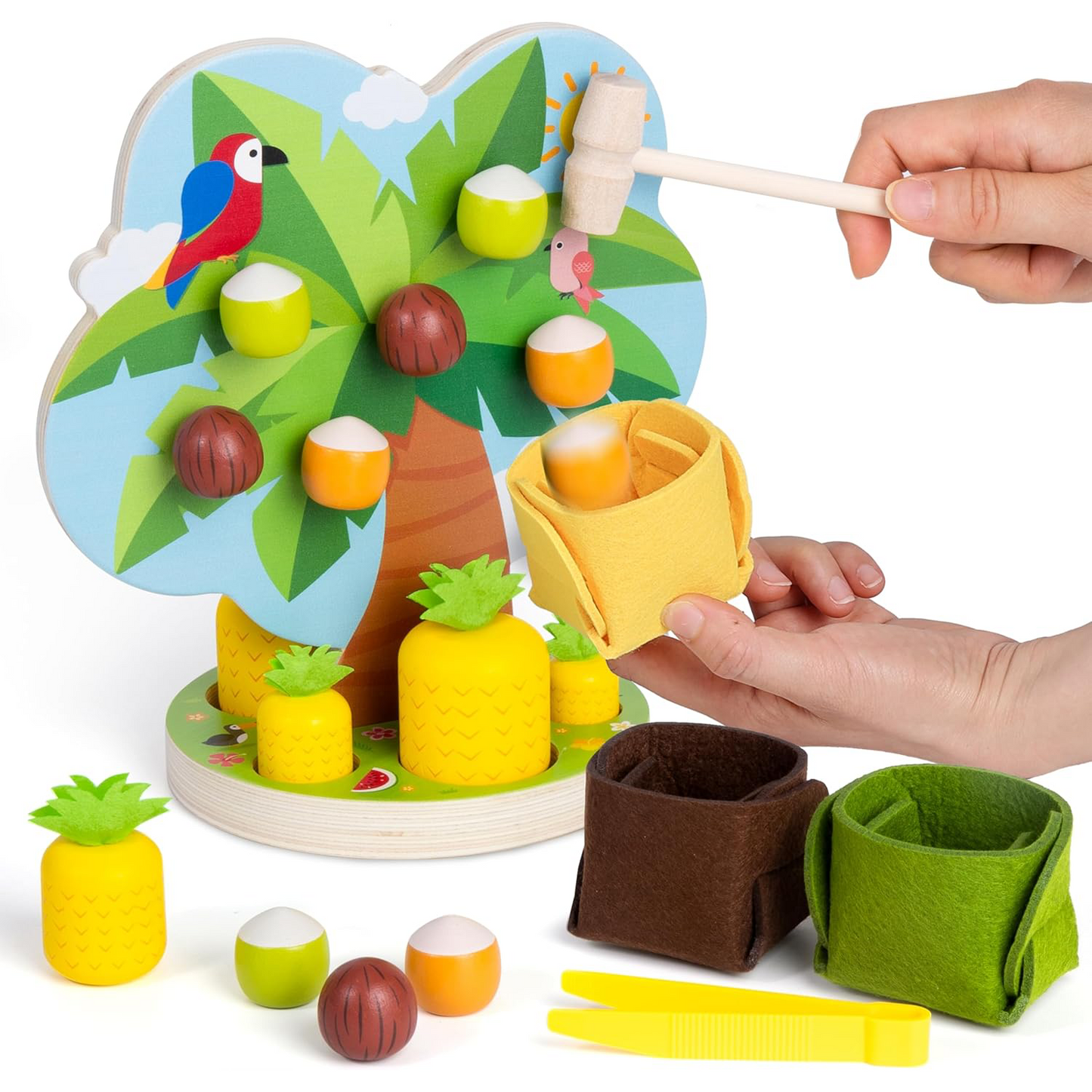 Montessori Fine Motor Toy – Wooden Magnetic Apple Picking Tree for Kids