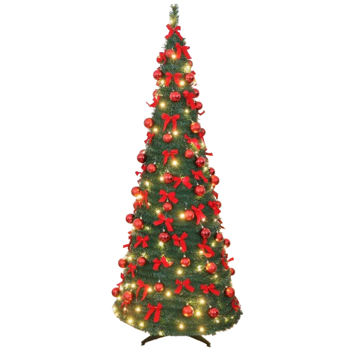 6-Foot Red Ribbon 3D Christmas Tree - Instant Holiday Elegance 🎀🎄