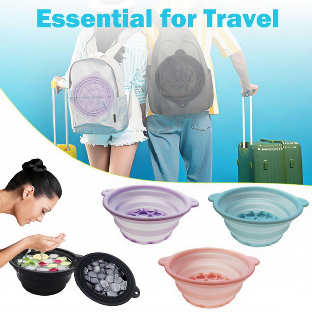 Collapsible Silicone Facial Ice Bowl – Built-in Ice Tray for Skincare, Acne Relief, and Face Tightening