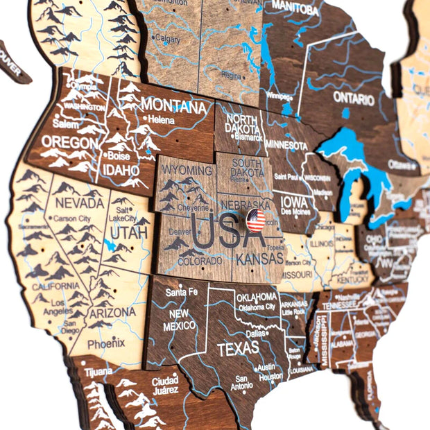3D Wooden World Map Wall Art - Interactive Traveler's Decor 🗺️✨