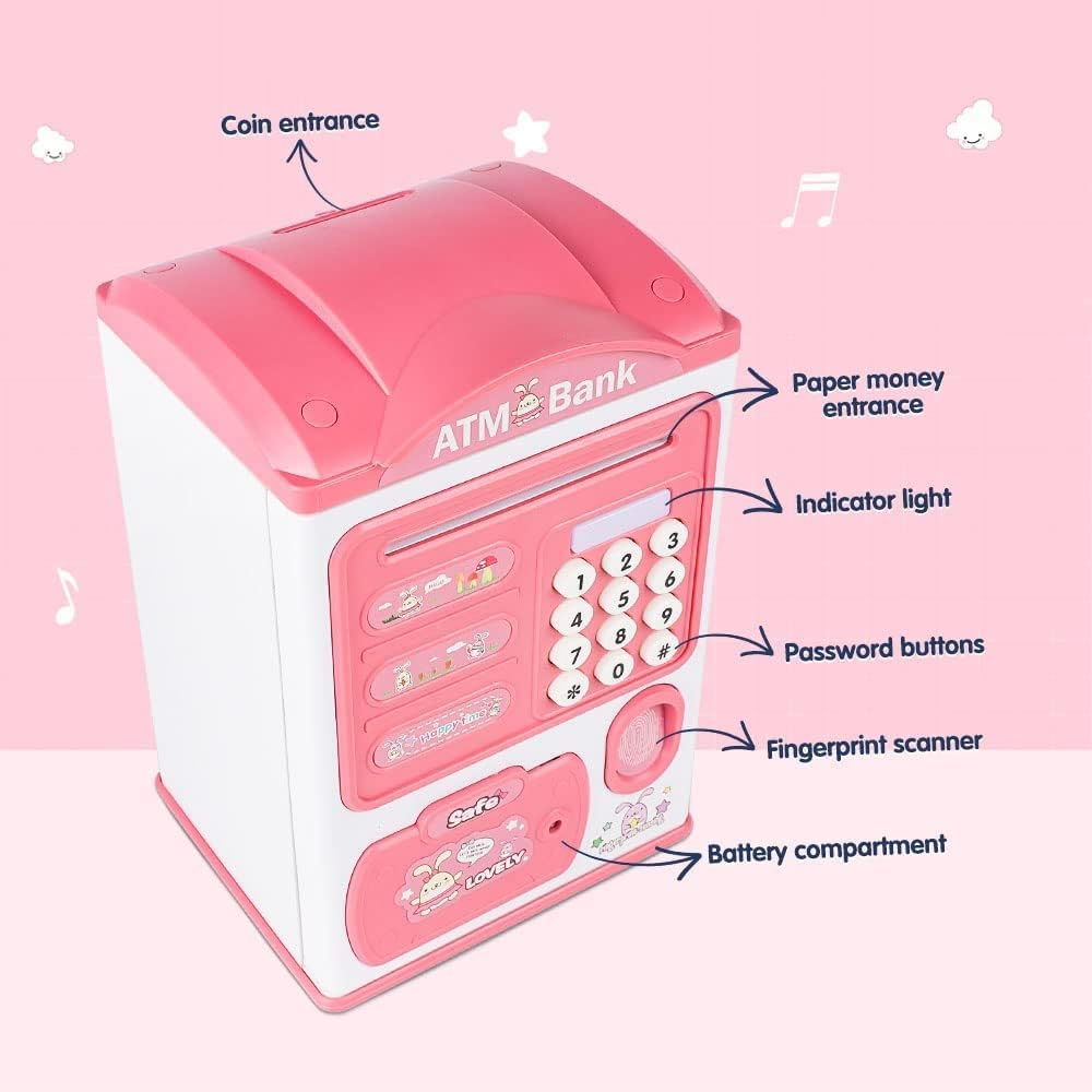 🏦 Electronic Fingerprint ATM Money Box – Mini Vending Machine Style Piggy Bank for Kids