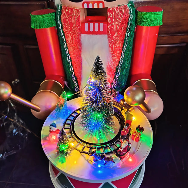 Nutcracker Train Drum & Snow Globe Hat - Animated Musical Display 🎄🚂🎵