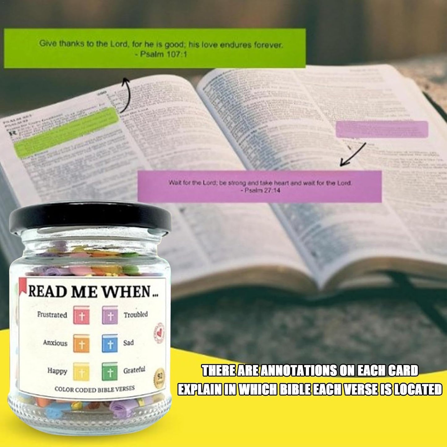 Hand Rolled 90-Day Bible Verses Jar – Daily Faith & Family Reflection Gift
