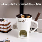 Chocolate Fondue Mug Set – Mini Ceramic Fondue Cup with Forks and Candle