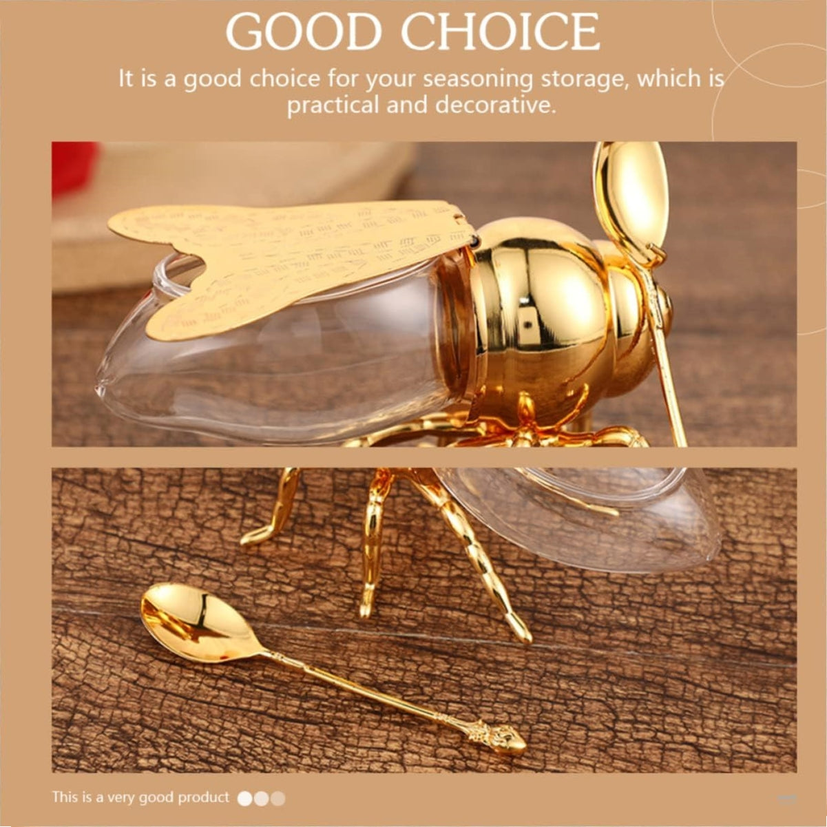 Luxurious Bee Honey Pot Set - Creative Metal Honey Jar with Dipper