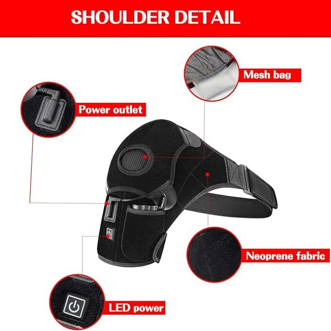 Heated Shoulder Brace Wrap with Battery,Portable Electric Wireless Heating Pad Strap with Hot Cold Therapy for Rotator Cuff, Frozen Shoulder (Black)