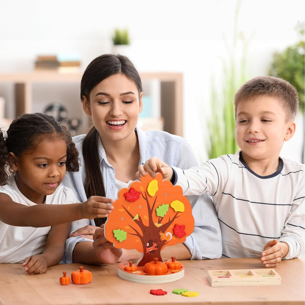 Montessori Fine Motor Toy – Wooden Magnetic Apple Picking Tree for Kids