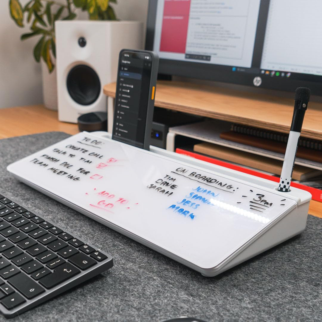 🖊️ Glass Desktop Whiteboard Organizer – Write, Store & Stay Focused