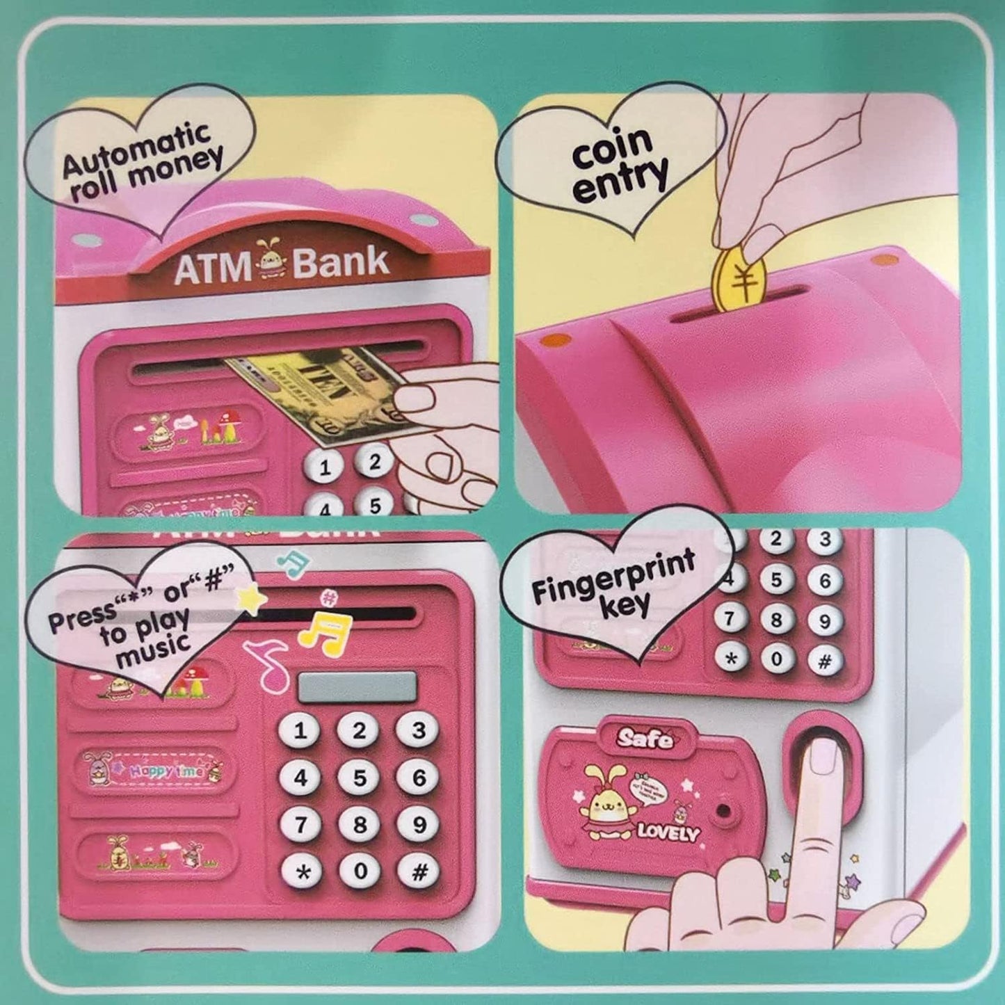 🏦 Electronic Fingerprint ATM Money Box – Mini Vending Machine Style Piggy Bank for Kids