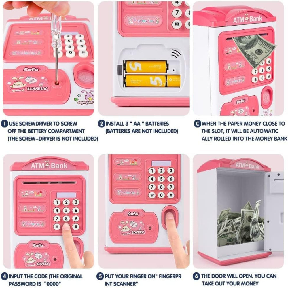 🏦 Electronic Fingerprint ATM Money Box – Mini Vending Machine Style Piggy Bank for Kids