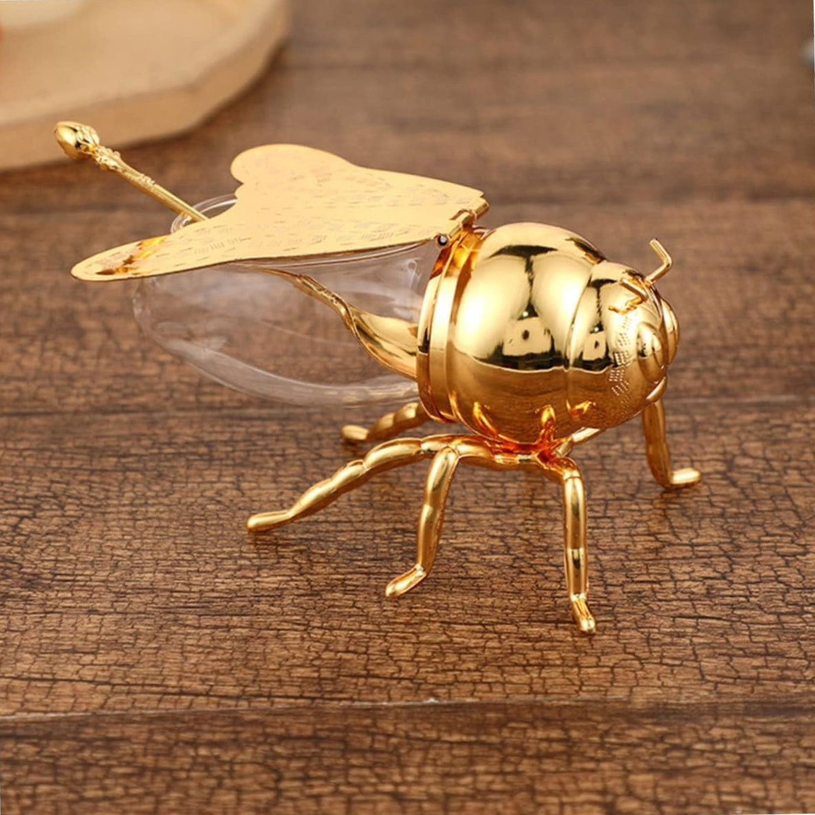 Luxurious Bee Honey Pot Set - Creative Metal Honey Jar with Dipper
