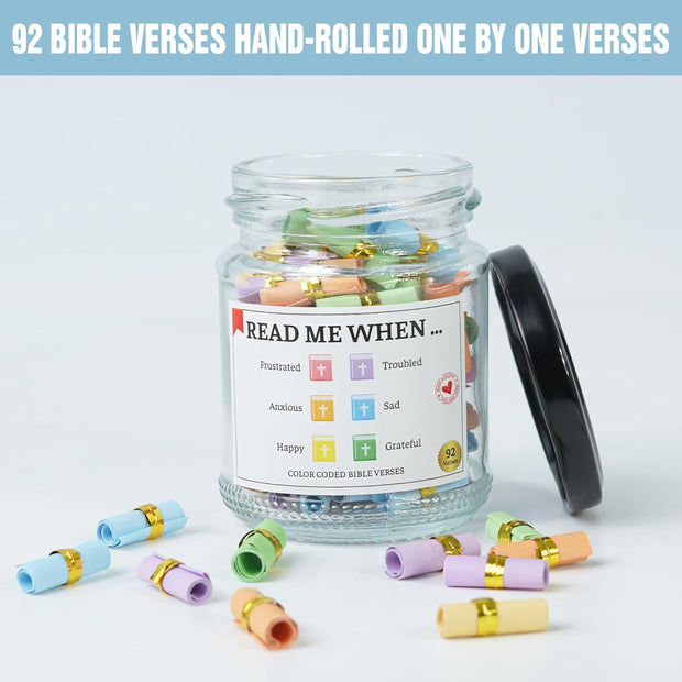 Hand Rolled 90-Day Bible Verses Jar – Daily Faith & Family Reflection Gift