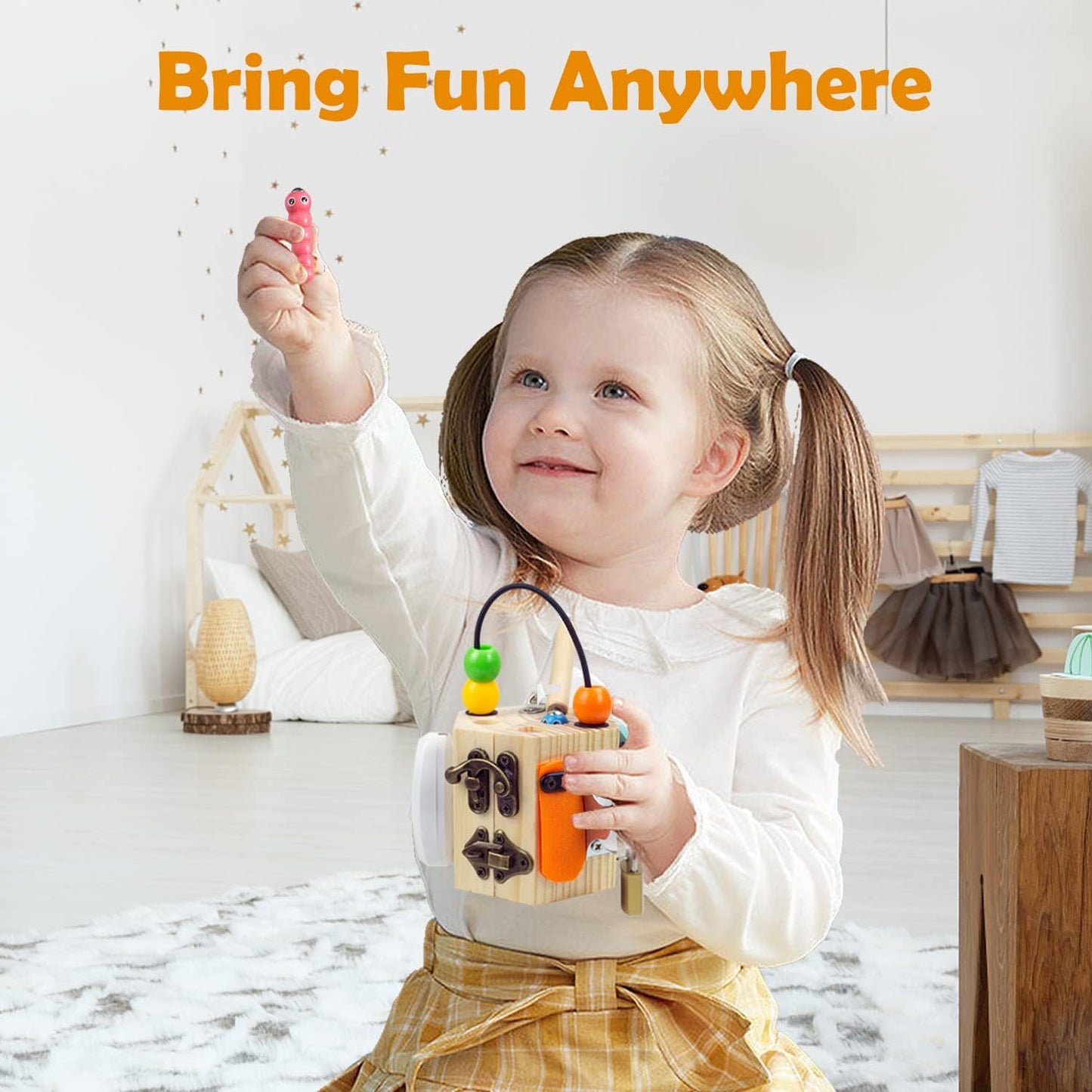 8-in-1 Montessori Busy Cube – Sensory Travel Toy for Toddlers with Locks, Gears and More