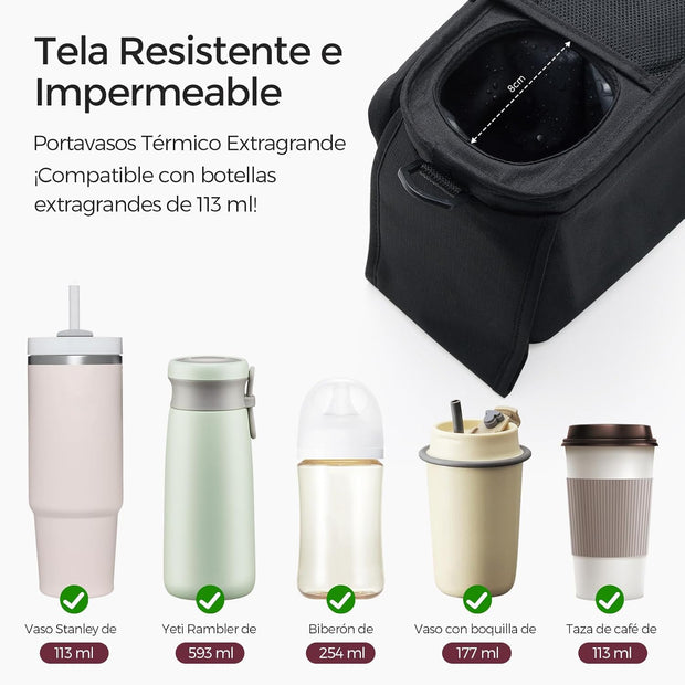 Universal Stroller Organizer – Cup Holder & Phone Bag, Fits Most Strollers