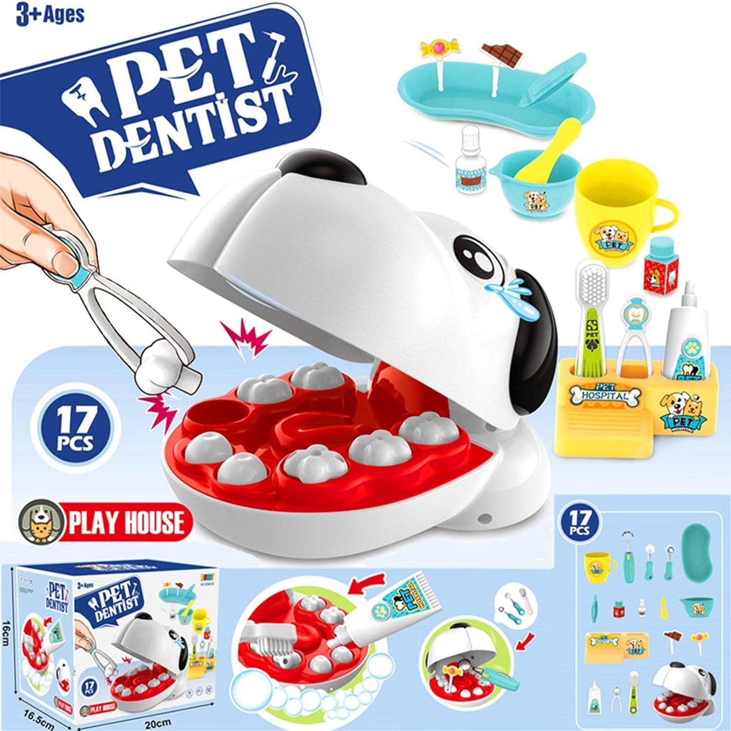 Kids Dentist Role Play Set – Educational Doctor Toys with 17 Pieces for Boys & Girls Ages 3+