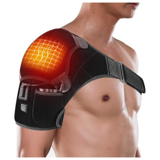 Heated Shoulder Brace Wrap with Battery,Portable Electric Wireless Heating Pad Strap with Hot Cold Therapy for Rotator Cuff, Frozen Shoulder (Black)