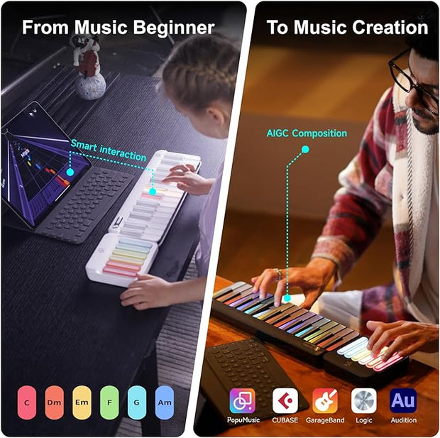 Expandable Smart Keyboard – Foldable LED Light Piano