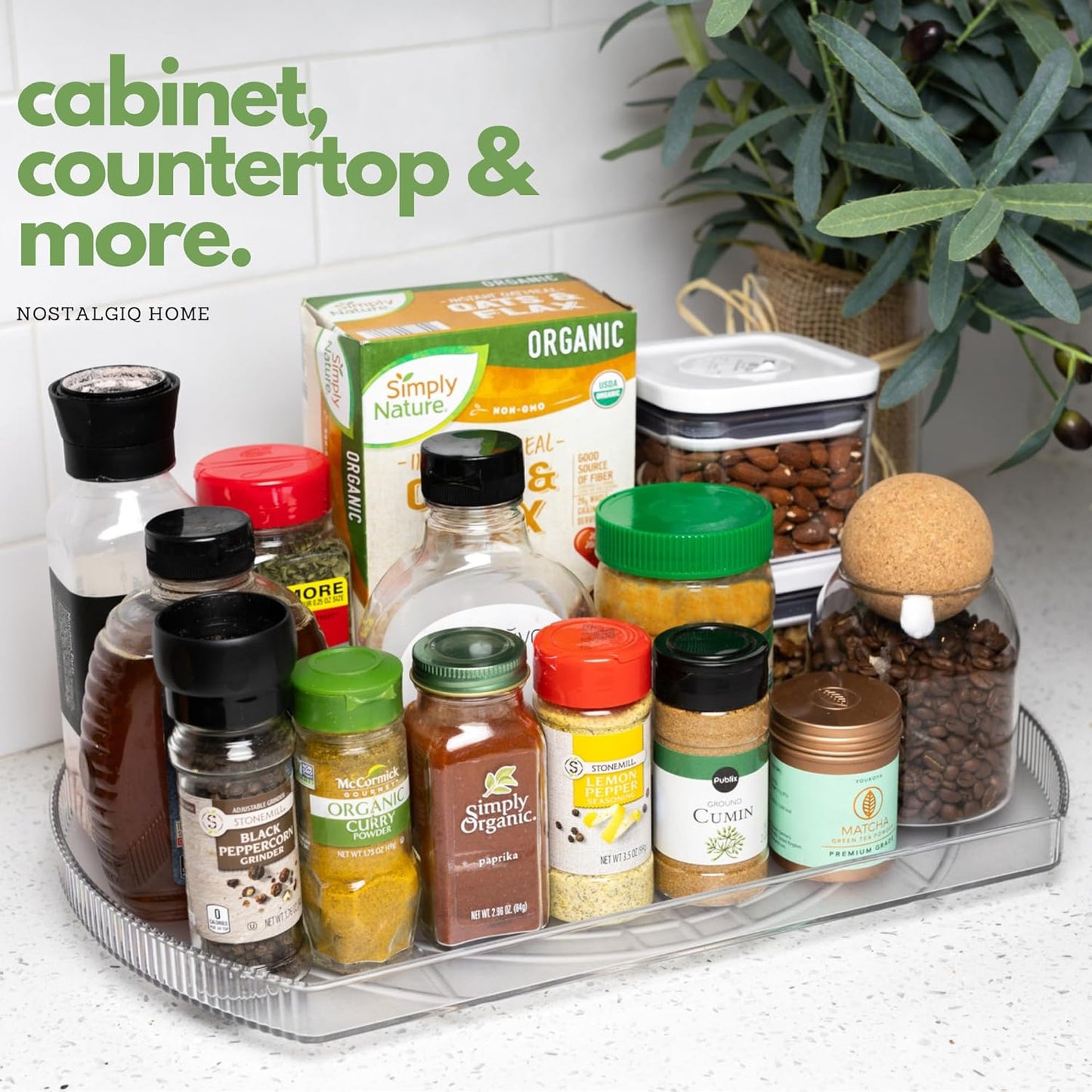 360° Rotating Lazy Susan – Rectangular Fridge Organizer for Easy Kitchen Storage