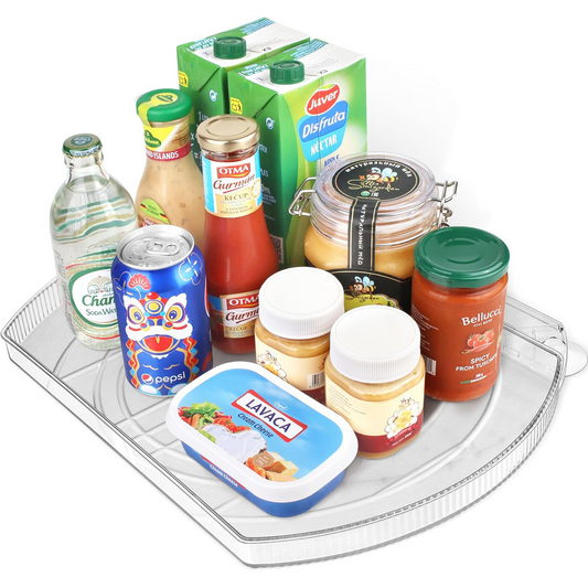 360° Rotating Lazy Susan – Rectangular Fridge Organizer for Easy Kitchen Storage