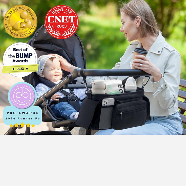 Universal Stroller Organizer – Cup Holder & Phone Bag, Fits Most Strollers