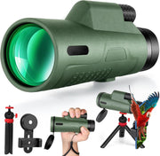 12x50 HD Monocular Telescope for Adults | with Smartphone Adapter, Tripod & Hand Strap