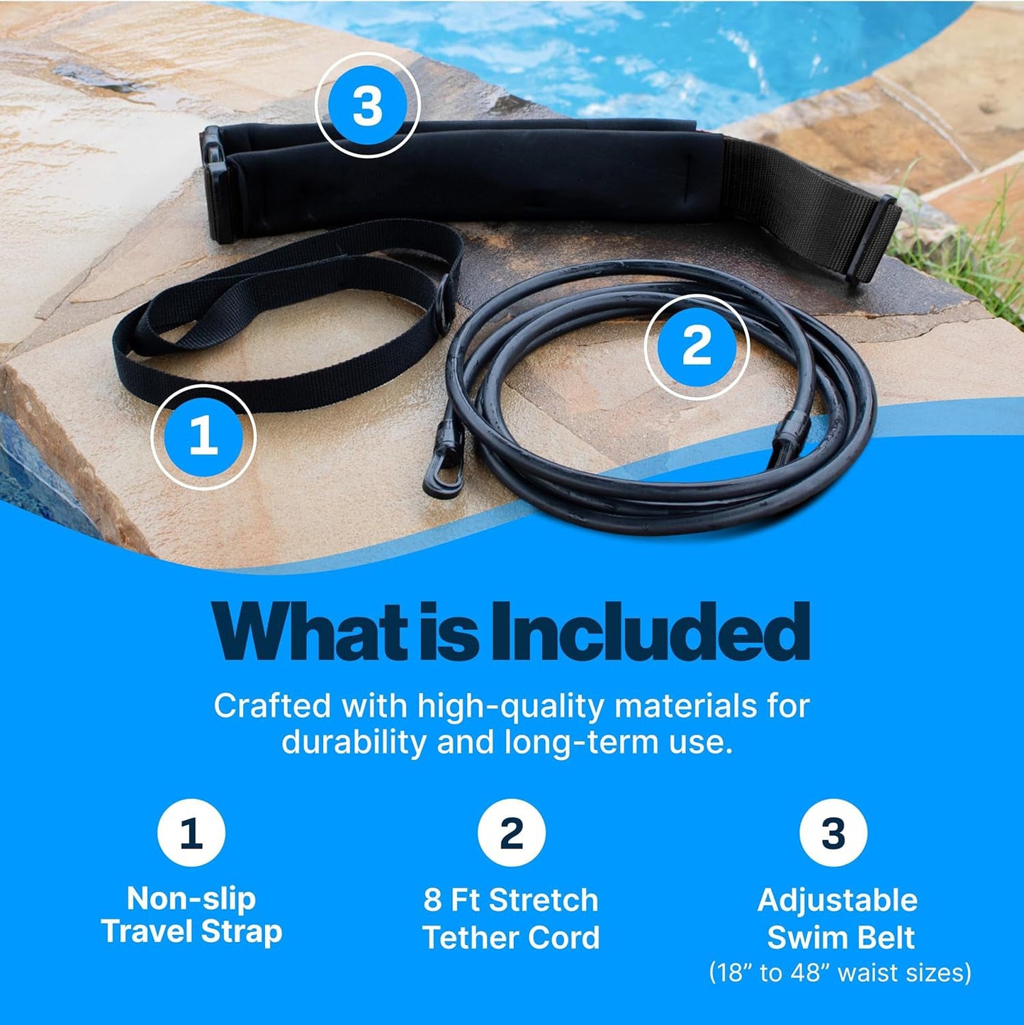 🌊 Adjustable Swim Resistance Tether Belt – Train Anywhere, Anytime