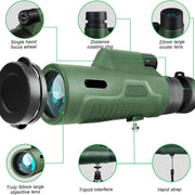 12x50 HD Monocular Telescope for Adults | with Smartphone Adapter, Tripod & Hand Strap