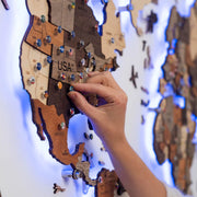 3D Wooden World Map Wall Art - Interactive Traveler's Decor 🗺️✨