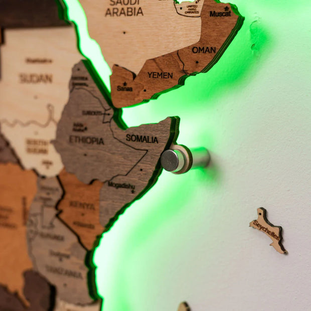 3D Wooden World Map Wall Art - Interactive Traveler's Decor 🗺️✨