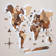 3D Wooden World Map Wall Art - Interactive Traveler's Decor 🗺️✨