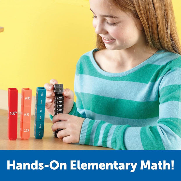 Fraction & Decimal Interlocking Cubes – 51-Piece Math Learning Set