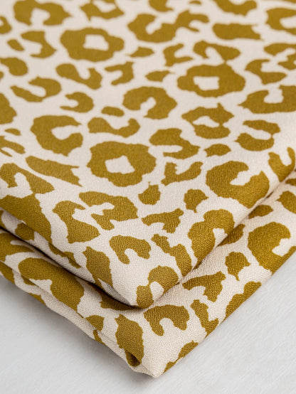 Leopard Print Ecovero Viscose Crepe - Cream + Gold