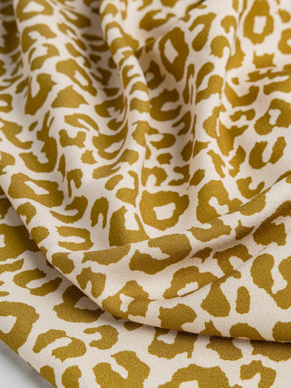 Leopard Print Ecovero Viscose Crepe - Cream + Gold