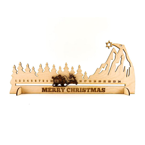 Rustic Wooden Santa Claus Countdown Advent Calendar – Christmas Home Decoration