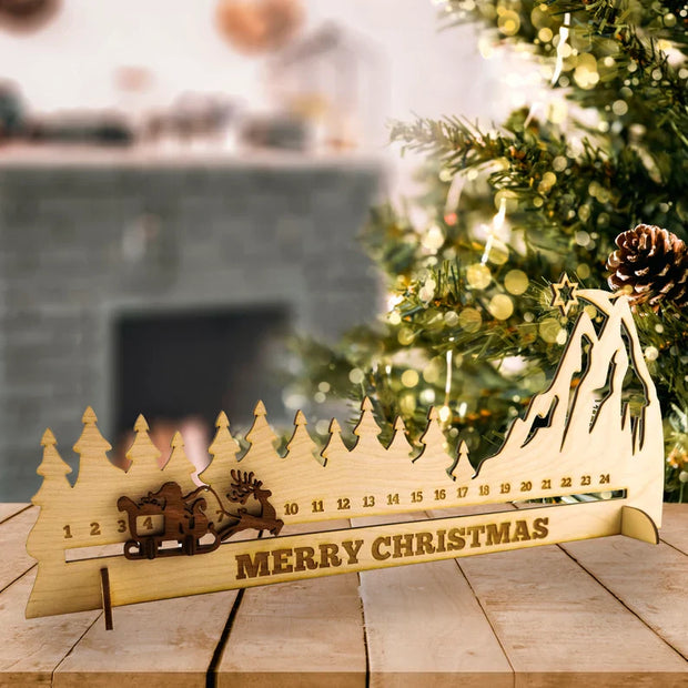 Rustic Wooden Santa Claus Countdown Advent Calendar – Christmas Home Decoration