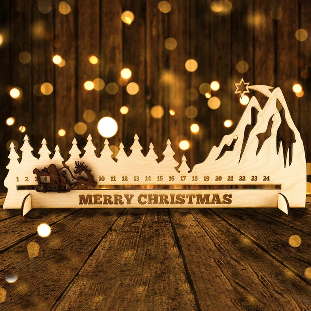 Rustic Wooden Santa Claus Countdown Advent Calendar – Christmas Home Decoration