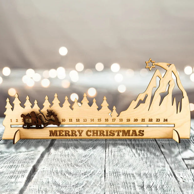 Rustic Wooden Santa Claus Countdown Advent Calendar – Christmas Home Decoration