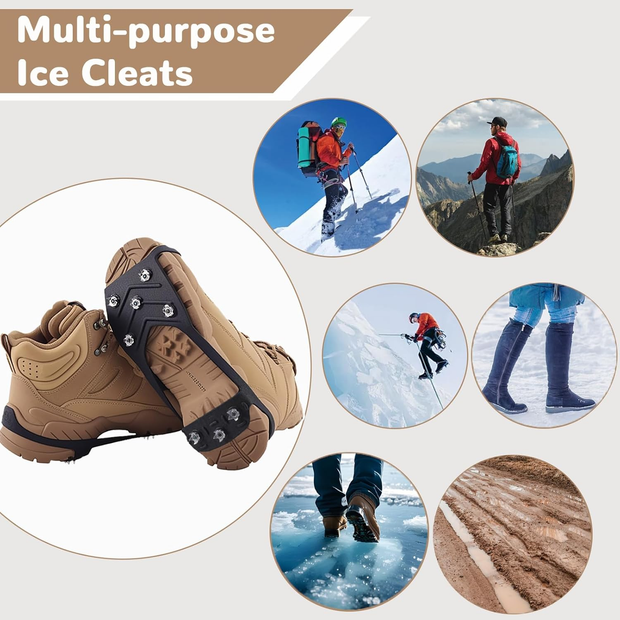Ice Traction Cleats – Stainless Steel Spikes & Durable TPE | Anti-Slip Shoe Grips for Walking