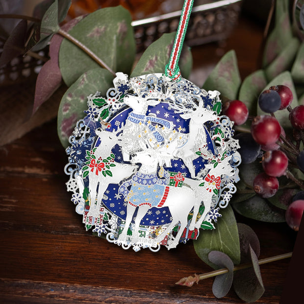 Santa's Reindeer Christmas Bauble - 3D Enamel Collectible Decoration 🦌🎄
