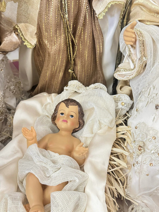 Golden Nativity Scene - Ivory & Gold Royal Christmas Collection 👑✨